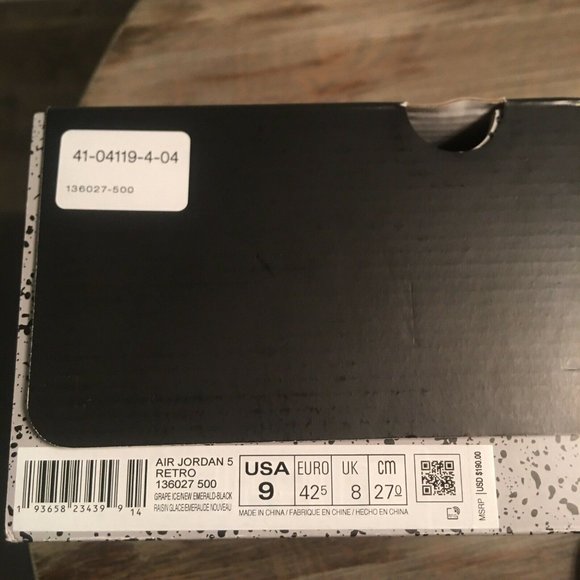 Nike Air Jordan 5 Retro Alternate Grape size 9 - Picture 9 of 9